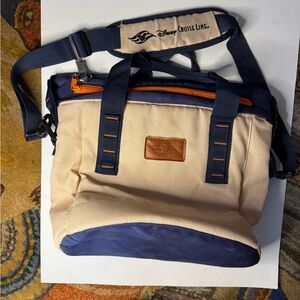 Disney Cruise Line Insulated Cooler Tote Bag - Orange Tan and Blue Bag